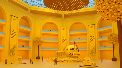 Mall Atrium - The Emoji Project 3d alan jacob george arches art brown cinema 4d clean design emoji emotion fun graphic design happy interior mall minimal octane render visualization yellow