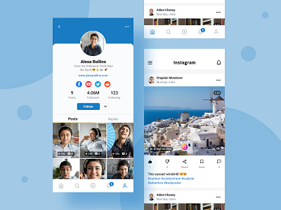 Social media mobile app. figma design instagram mobile app design social media ui design uiux