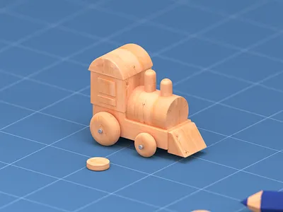 3D Wooden Train 3d art blender3d blender3dart branding design illustration isometric logo ui