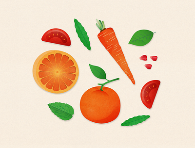 Fruit & Veg - Get your Vitamin C carrot cooking drawing food fruit health illustration kitchen meal orange plant produce texture vegetable vitamin vitamin c wellness