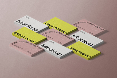 Composition From Stacks Of Card Mockups Isometric stationery mockups