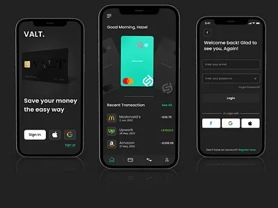 VALT, Money Tracking App app app re design design graphic design mobile app money app money saving app typography ui ui design ux
