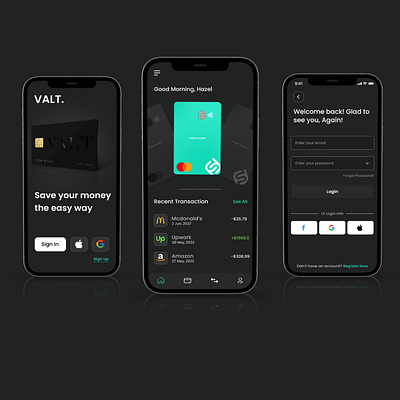 VALT, Money Tracking App app app re design design graphic design mobile app money app money saving app typography ui ui design ux