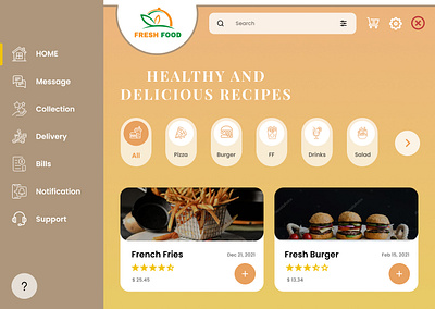 Fresh Food - Web Design animation app application branding delivery design food graphic design illustration logo motion graphics snepitech ui vector