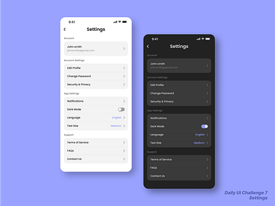 Daily UI Challenge 007 - Settings dailyui design figma ui