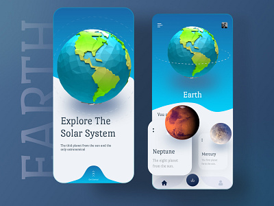 Space Explorer mobile app astronaut branding concept cosmos daily ui challenge design earth illustration logo mobile app planet planets sinthai sinthaistudio solar system space ui ui design ui designer ux