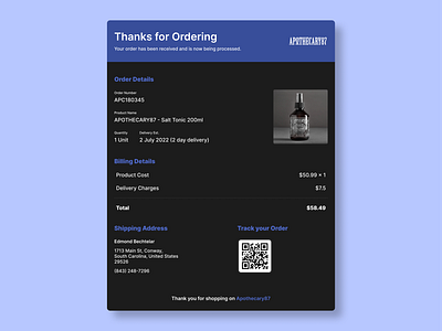 Daily UI Challenge 017 - Email Receipt dailyui design figma ui