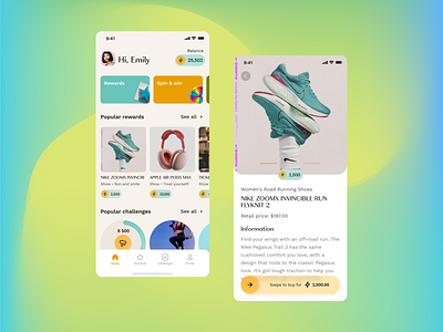 Rewards app concept app design typography ui ux