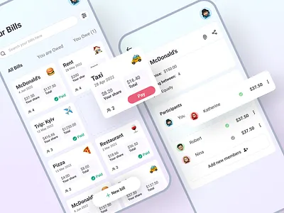 Bill-Splitting Mobile App 💸 app design mobile application uiux