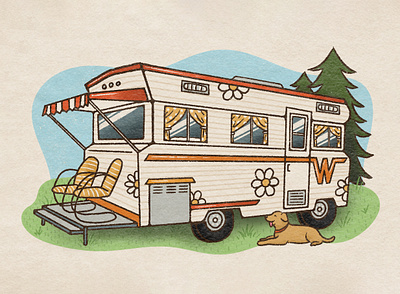 RV Camping camping cincinnati magazine illustration mobile home procreate retro rv texture vintage winnebago