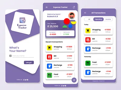 Expense Tracker Application app bank branding budget design expense expense tracker finace graphic design illustration logo mobileapp money tracker typography ui uiux ux vector wallet