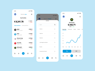 Degiro - invest app - redesign concept - part 2 app appdesign application clean ui design graphic design mobile app ui