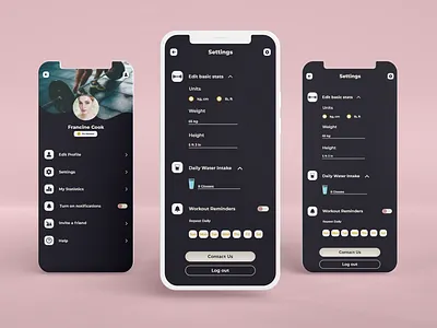 #dailyuichallenge #007-Settings Mobile screen of Fitness App dailyui006 design mobile app mobile screen design ui