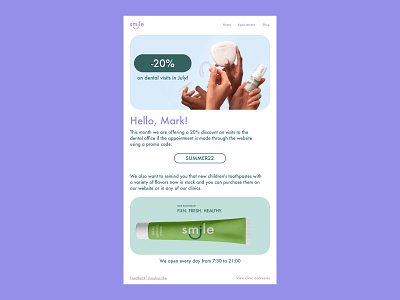 Daily UI 017: Email letter 2022 branding daily ui daily ui 017 dailyui dental clinic design email email letter email receipt graphic design healthy interface kids logo mail list subscription ui web design website