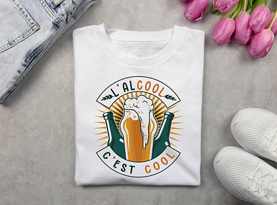 t-shirt humour bière , l alcool c est cool ,cadeau drôle alcool humour