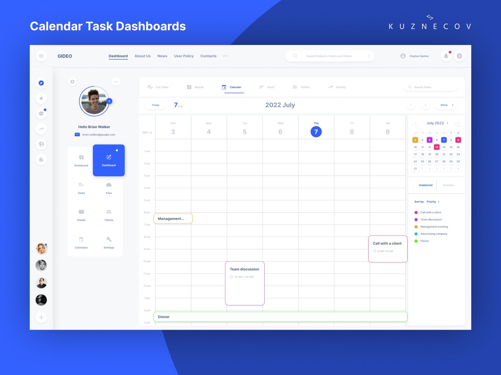 Calendar Task Dashboards by Владислав Кузнецов on Dribbble
