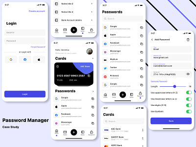 Password Manager branding cards manager design password manager passwords secure notes app tanay arya ui ui case study user research ux vault