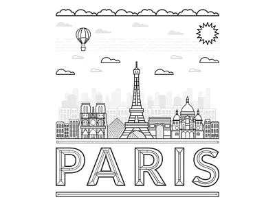 Paris Skyline Illustration branding buildings design graphic design illustration line art paris skyline vector