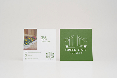 Green Gate Nursery Business Card brand design brand designer logo logo designer mobile web designer nursery brand nursery logo plant brand plant logo web design web designer wix web design