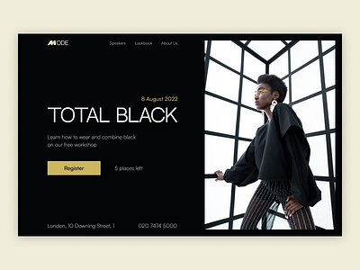 Landing Page — Workshop black branding dailyui dark mode design graphic design hero section landing page logo mobile design online shop ui ux web design workshop