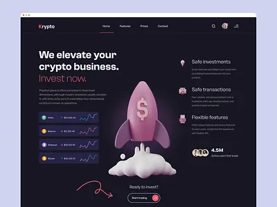 Crypto - Website design 3d 3d icon design 3d illustration banking website branding crypto wallet crypto website design dark crypto website design graphic design hero website exploration illustration landing page mobile crypto app site ui ux web web design website