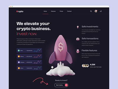 Crypto - Website design 3d 3d icon design 3d illustration banking website branding crypto wallet crypto website design dark crypto website design graphic design hero website exploration illustration landing page mobile crypto app site ui ux web web design website