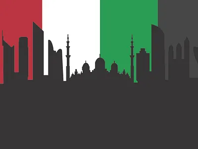 Abu Dhabi Skyline with Flag design graphic design illustration vector