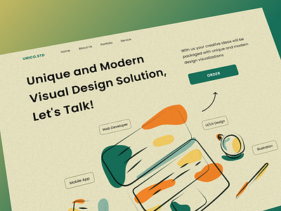Unico - Hero Design Agency Landing Page agency clean creative studio design developer hero home page illustration landing page layout mobile app solution ui uidesign visual website