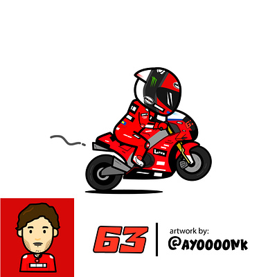 Mini GP Mandalika - Bagnaia63 branding cartoon design flat art graphic design illustration logo motogp sport ui