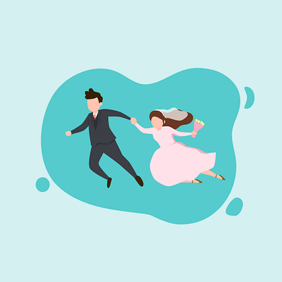 Flying Married Couple Illustration branding cartoon design flat art graphic design illustration logo ui ux vector