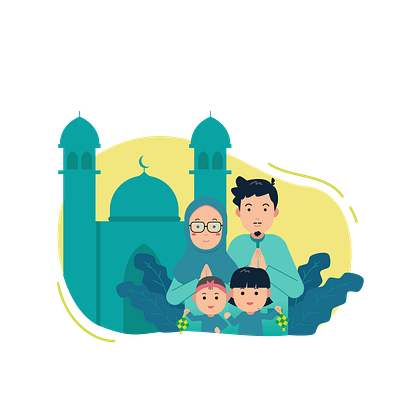 Moslem Family Happy Eid Illustration branding cartoon design flat art graphic design illustration logo ui ux vector