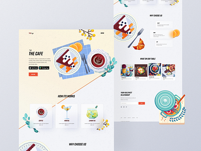 Cafe Food website 3d animation application art beautiful branding cafe landing page design figma flat food website graphic design icon illustration landing page logo motion graphics ui ux vector