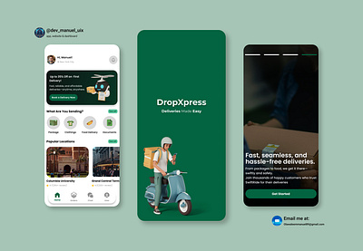 DropXpress – Fast & Seamless Delivery App branding cleandesign deliveryapp figma graphic design logistics logo mobileapp mobileappdesign productdesign ui uiux