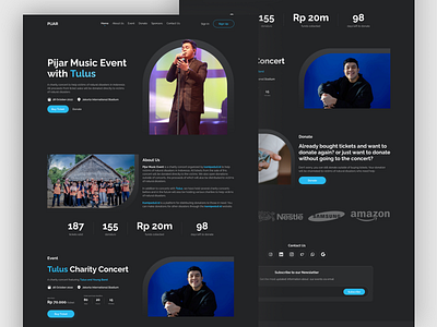 Charity Music Concert Landing Page charity concert design desktop landing page music website