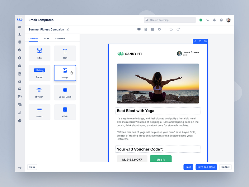 CRM - Email Template Builder builder crm email features product sales template uiux