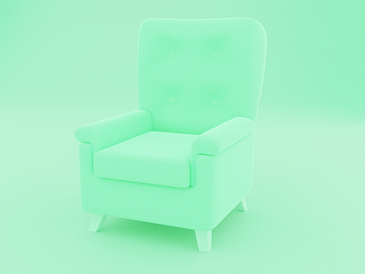 Armchair 3d armchair blender green illustration