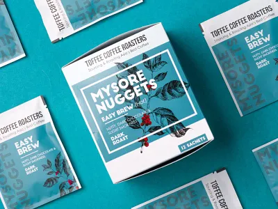 Easy Brew (Hot Brew) - Mysore Nuggets brand design brand identity branding coffee dark roast design easy pour graphic design illustration mockup packaging packaging design product design
