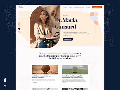 Landing Page Website Design for a psychological. beige clam clean landing page onepage psychological uiux