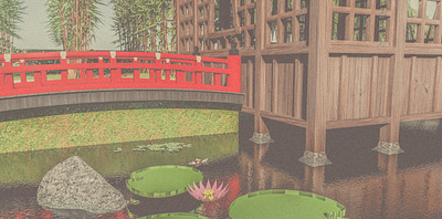 Pont rouge japonais architecture carpe koi jardin japonais jardin zen nénuphars paysagisme plantes aquatiques pont en bois pont japonais pont rouge zen zen gardens