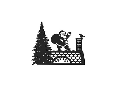 Santa on Roof santa silhouette