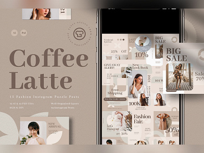 Fashion Boho Instagram Puzzle boho boho style coffee latte design fashion graphicook graphicook studio instagram fashion instagram post instagram story social media