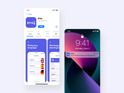 English app app appstore branding english ios mobile app purple screenshots ui ux