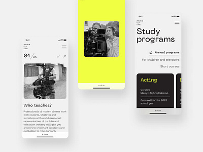 Ukrainian film school branding design film film school main page ui ux vector