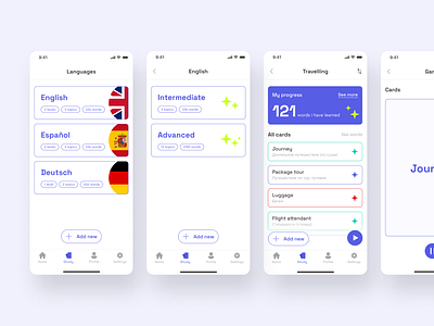 English app app branding design english app mobile app studying ui ux vector