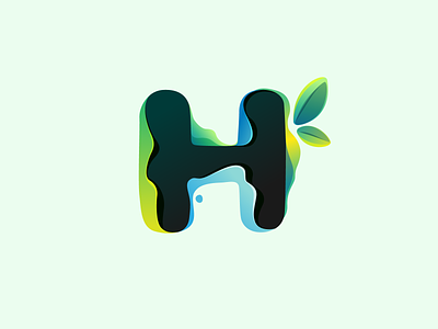 H letter design eco icon illustration kaer leaf letter logo mark ui
