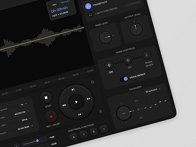 Audio equalizer dashboard concept audio dark dashboard design equalizer home layo music product sound studio ui ux
