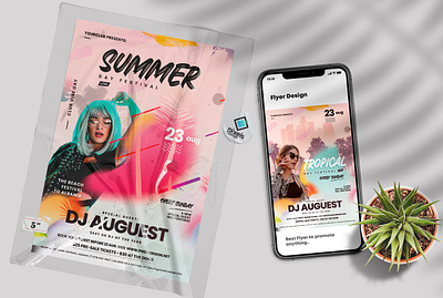 Summer Festival Party Flyer Template (PSD) club events flyer party poster psd psd flyers
