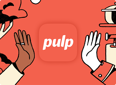 Pulp - Logo app brand branding chef city click design food graphic design hand human illustration logo red restaurant