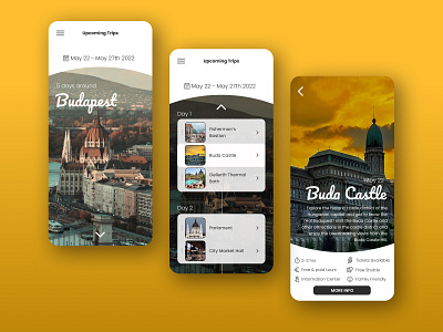 #DailyUI 071 - Schedule 100daysofui branding city tour dailyui dailyui 070 dailyui 71 design designchallenge dribbblechallenge europe hungary schedule sightseeing travel travel app travel itinerary travel schedule ui uichallenge ux