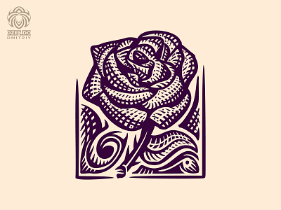 Antique Rose Logo antique beautiful branding design engraving flower handmade logo logotype rose
